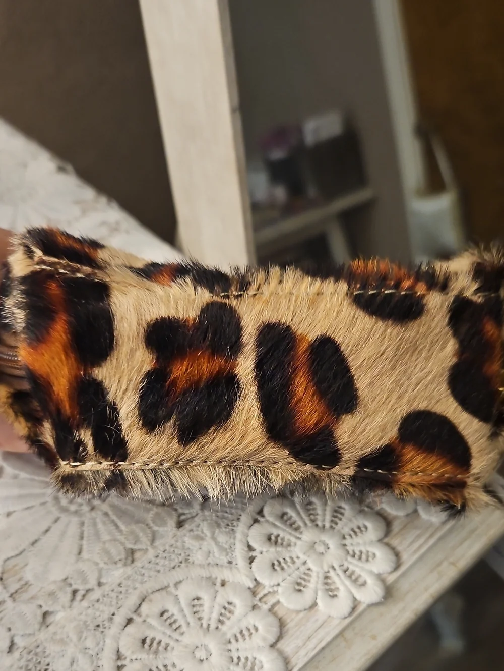 Tangaroa Leopard Print Round Cosmetic Pouch - Brown/Black